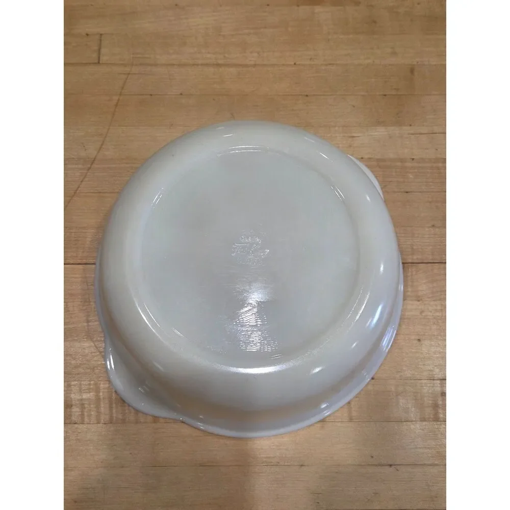Vintage Fire King Milk Glass 1.5 Qt Casserole Bowl Tab Handles 1940s